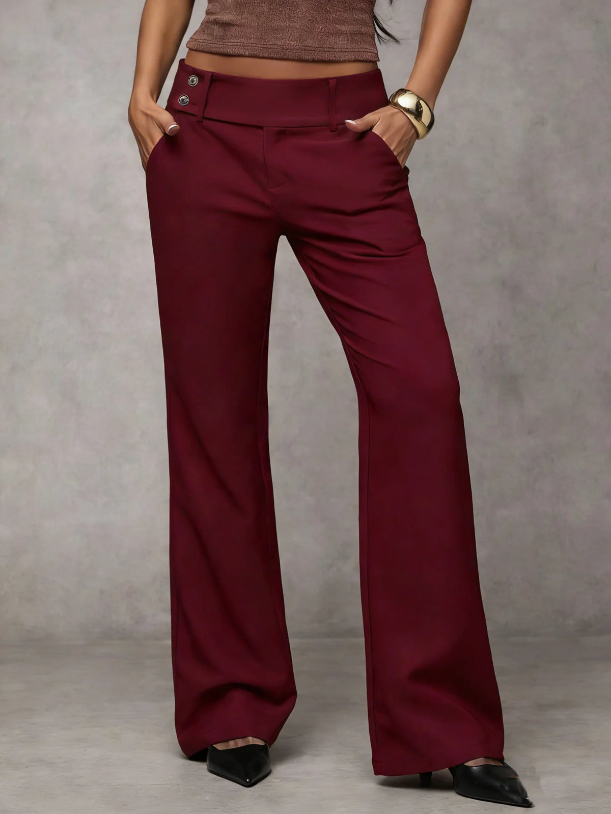 Pantalones Palazzo de Cintura Alta y Corte Fluido 8