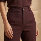 Pantalones de Corte Sastre en Tejido Elástico con Talle Alto 0