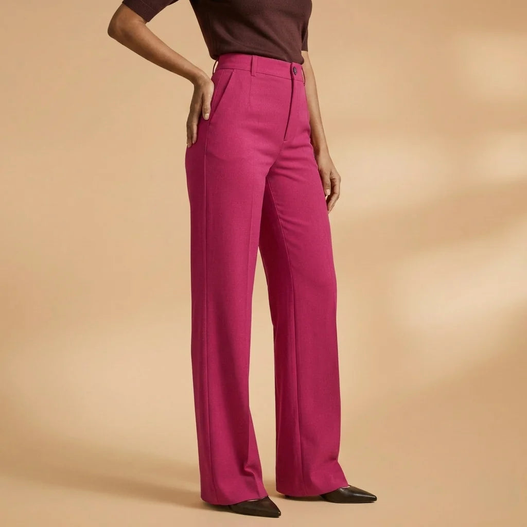 Pantalones de Corte Sastre en Tejido Elástico con Talle Alto 7