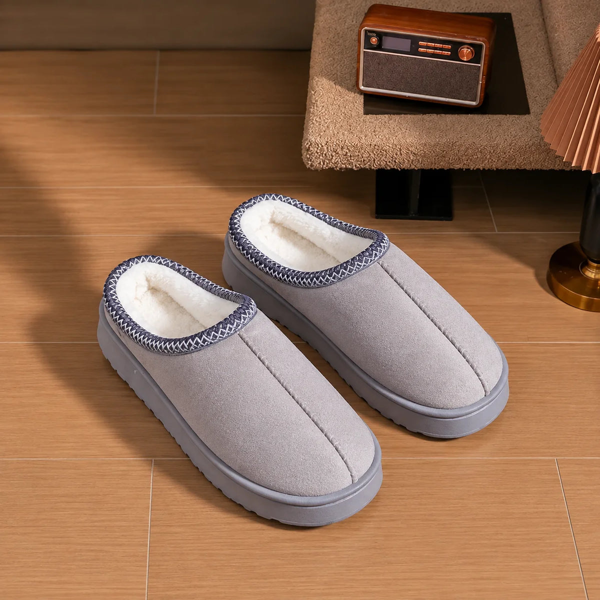 Pantuflas para Mujer con Forro de Felpa y Suela Gruesa Antideslizante 3