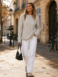 Suéter Oversize de Punto Trenzado con Cuello Redondo 0