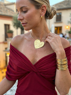 Vestido Largo Estampado con Escote Cruzado y Hombros Descubiertos 16