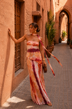 Vestido Largo Estampado con Escote Palabra de Honor 1