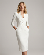 Vestido Midi Cruzado de Otoño con Cinturón – Vestido de Manga Larga que Marca la Cintura para Ocasiones Especiales 3