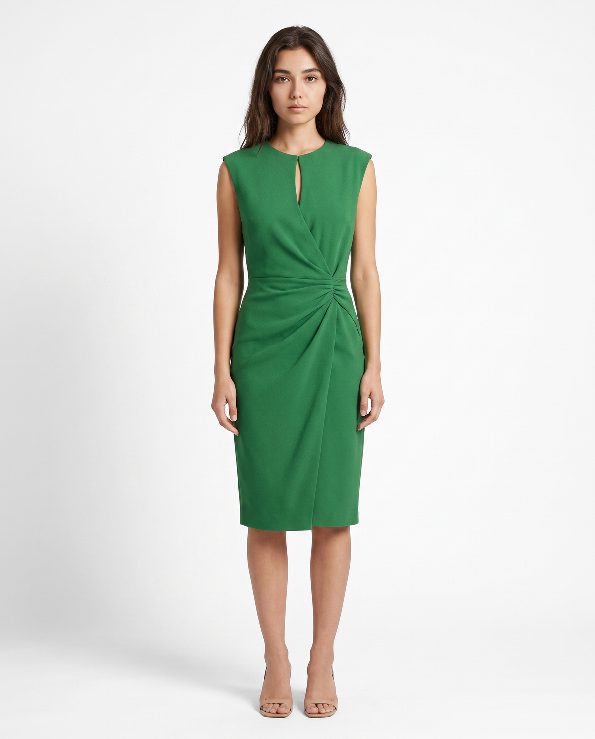 Vestido Tubo Retro Elegante Sin Mangas – Vestido Midi Fruncido de Talle Alto para Fiestas de Verano 0