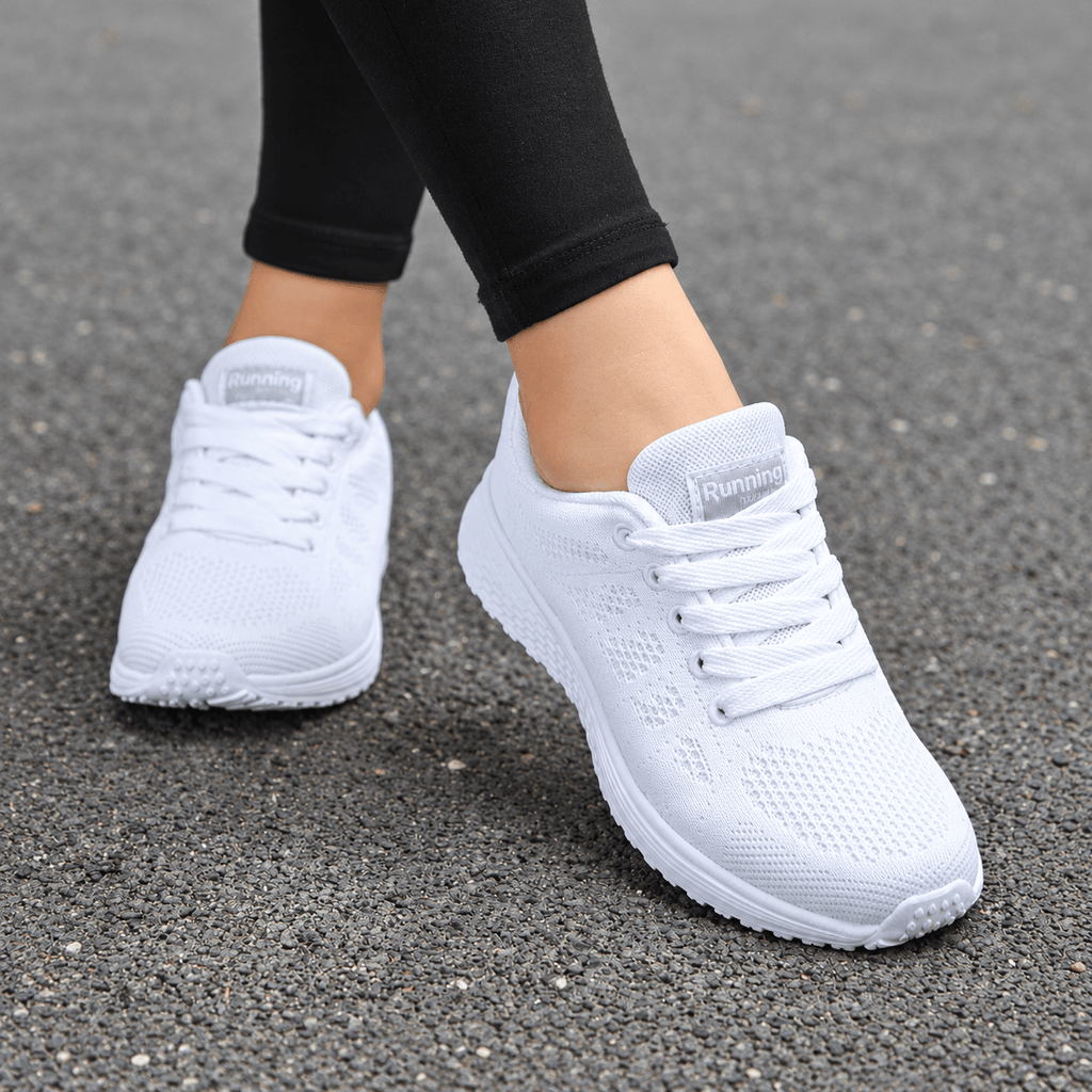 Zapatillas transpirables blancas con cordones y suela acolchada antideslizante