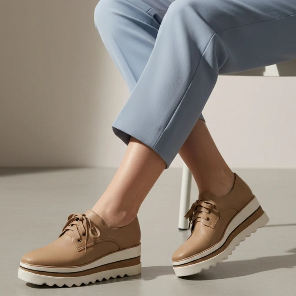 Zapatillas con Plataforma de Piel Sintética y Plantilla Anatómica para Soporte 0