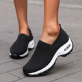 Zapatillas de punto negras con elástica y suela con cámara de aire